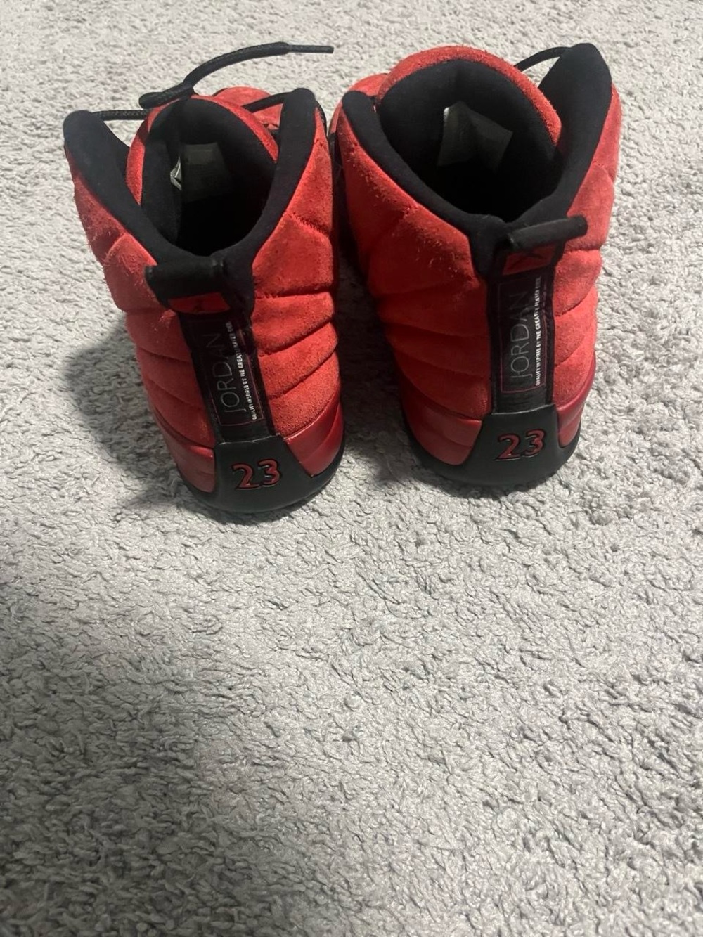 Jordan Men's Red and Black Suede Sneakers - Picture 2 of 4
